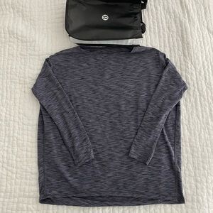 Lululemon Back in Action long sleeve tshirt, purple/black. Size 4